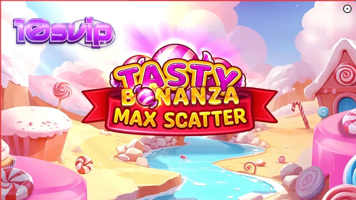 Tampilan visual ceria dan penuh warna dari slot Tasty Bonanza Max Scatter